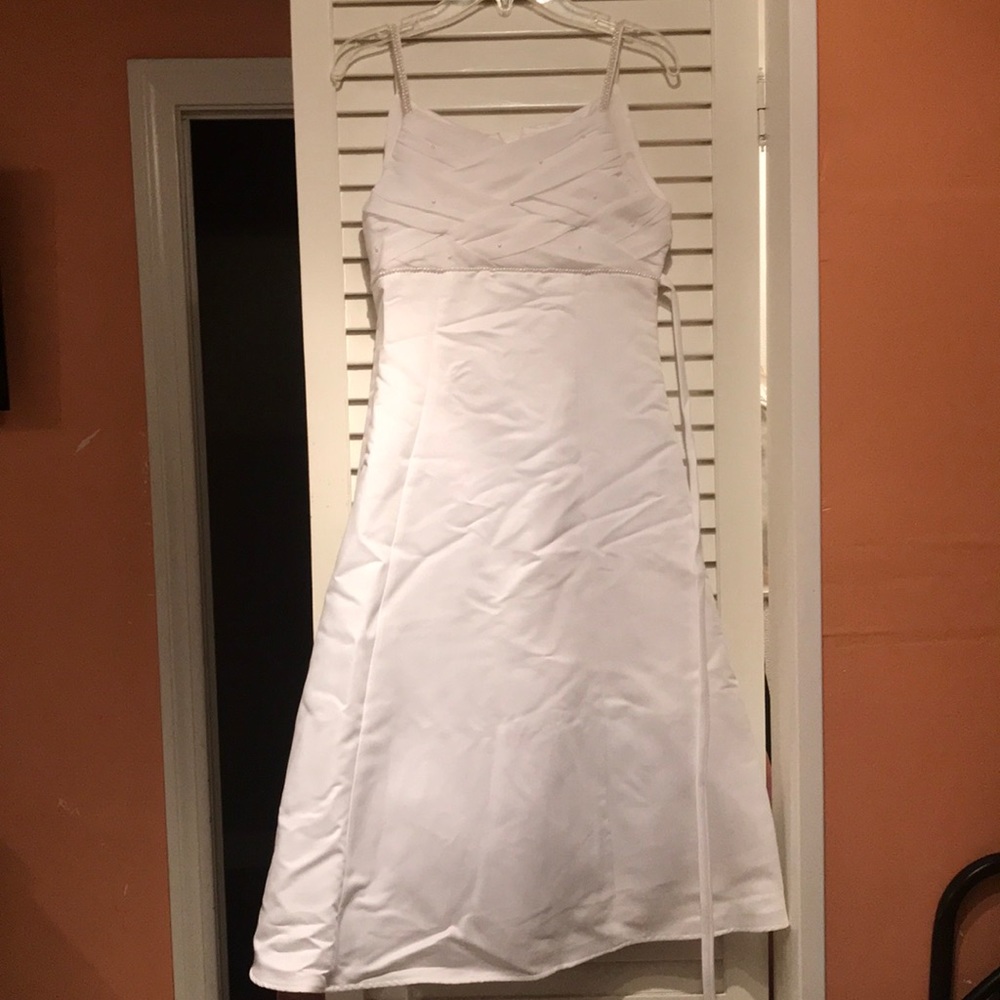 Girls white dress with pearls